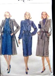 7818 1970s VOGUE TIE DRESS, WRAP COAT, BELT PATTERN 8, 10; 12, 20 CHOICE